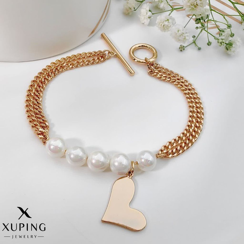 دستبند مرواریدی با آویز قلب ژوپینگ کد 2238 - خرید آنلاین از گالری آداس